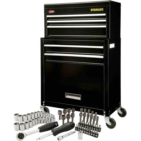 Stanley Rolling Tool Chest With Bonus 68 Piece Mechanic Set Walmart