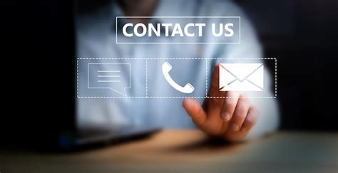 premium photo contact  icons   virtual screen  man clicks