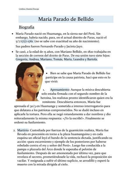 Biografia De Maria Parado De Bellido Amelia Udocz