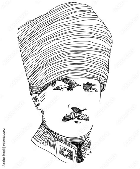 Mustafa Kemal Atatürk portre line vector vector de Stock Adobe Stock