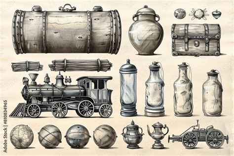 Vintage Transportation Clipart Collection: Hand-Drawn Elements of ...