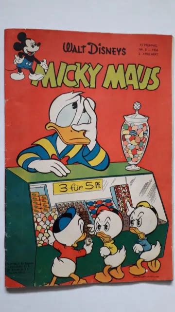 WALT DISNEYS MICKY Maus Nr 8 Vom April 1956 ORIGINAL COMICHEFT EUR 35