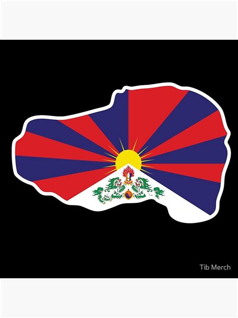 Tibetan National Flag In A Tibet Map Poster By Tenzinshikha Redbubble