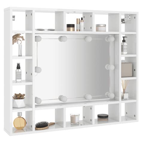 Colonne De Salle De Bain Armoire De Miroir Avec Led Blanc Brillant