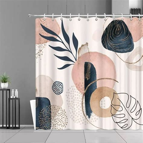 Abstract Mid Century Shower Curtain Arch Sun Moon Minimalist Geometric