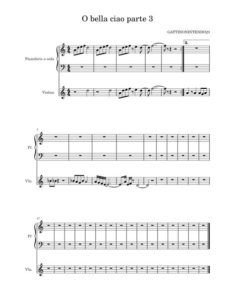 Bella Ciao Misc Traditional O Bella Ciao Parte 3 Sheet Music For