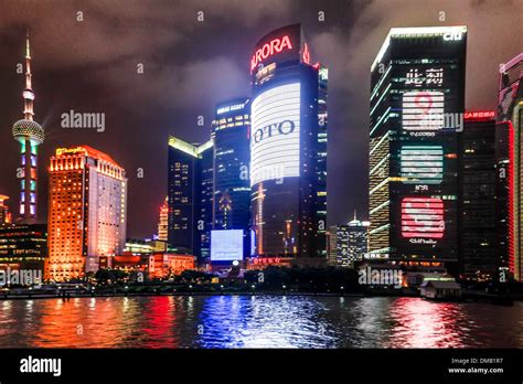 With Spectacular Neon Lights Illuminating All Buildings Hi Res Stock