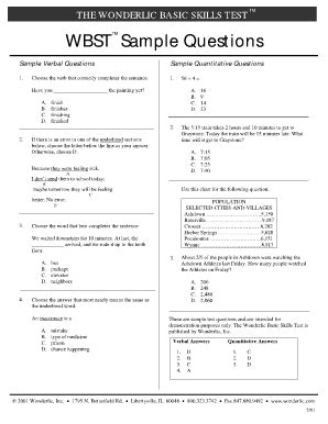 Wonderlic Test PDF With Answers Complete With Ease AirSlate SignNow