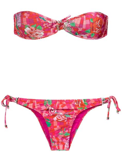 Amir Slama Strapless Bikini Set Pink Farfetch Uk