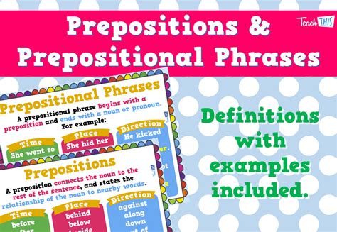 Prepositions And Prepositional Phrases Posters Printable Teacher