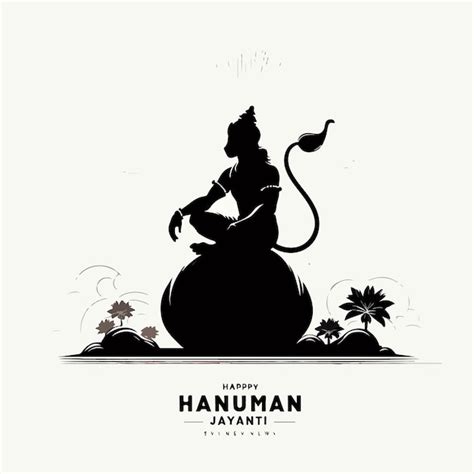 Lord Hanuman Silhouette Vector Hanuman Jayanti Festival Religious