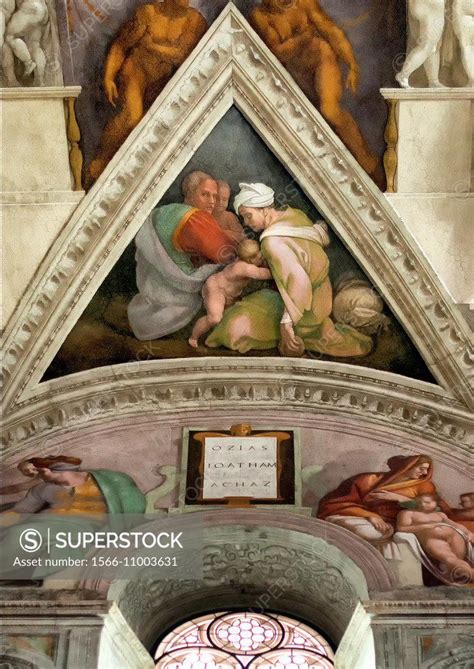 Michelangelos Fresco Upper Ozias Spandrel Lower Lunette Uzziah