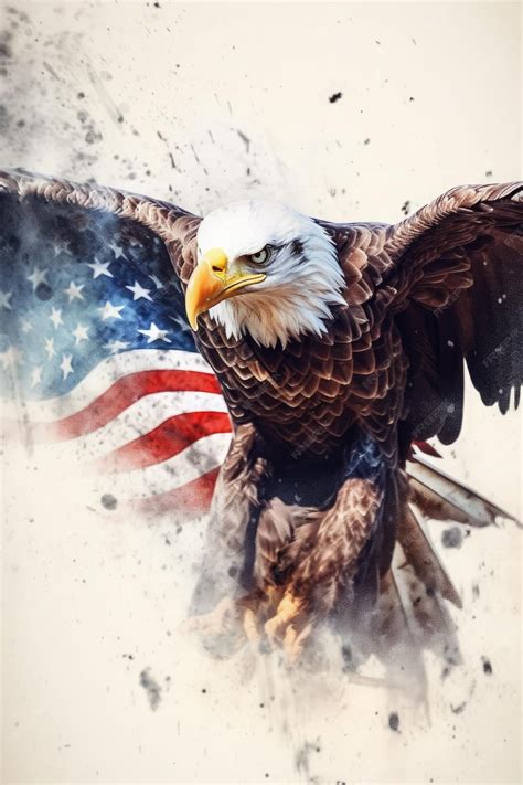 premium ai image  bald eagle   american flag   wings