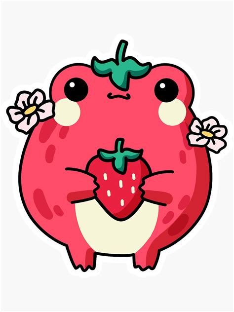 Strawberry Frog Sticker For Sale By Comfykaeru Redbubble