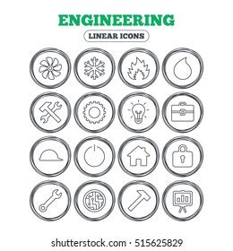 Engineering Linear Icons Set Ventilation Heat Stock Vector Royalty