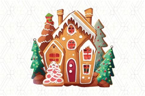 Christmas Gingerbread Houses Clipart Graphic By Lazy Cute Cat