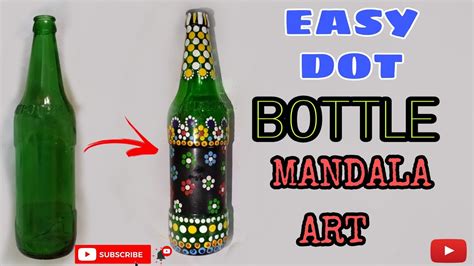 Easy Dot Mandala Bottle Painting Using Only Qtip Toothpick Pencil How