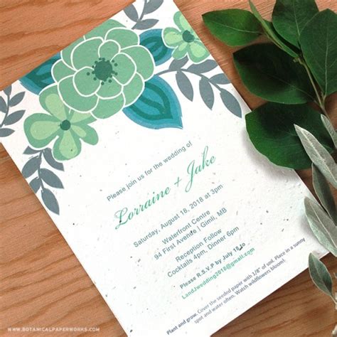 Seed Paper Printable Wedding Invitations Kit - Botanical PaperWorks