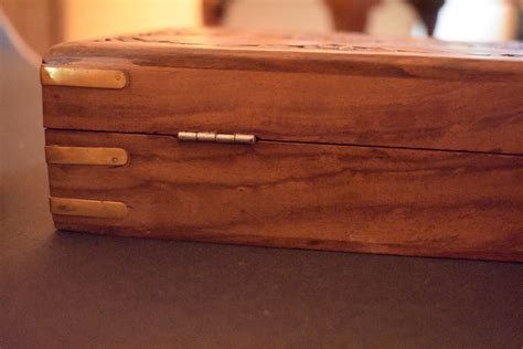 Hand Carved Wood Jewellery Box With Brass Inlay Etsy