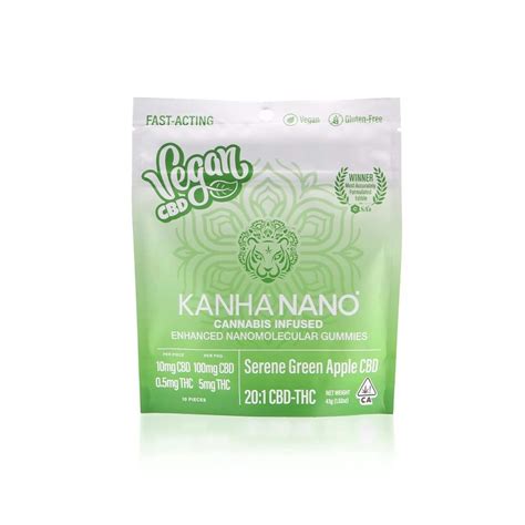 Kanha Serene Green Apple Cbd Nano Vegan Gummies 100mg Leafly