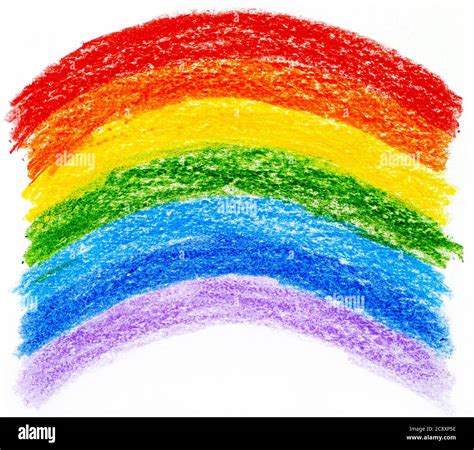 Hand drawing Rainbow made by wax crayons Stock Photo - Alamy