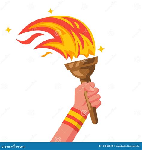 Hand With Flaming Torch Sports Concept Victory Vector Stock Vector