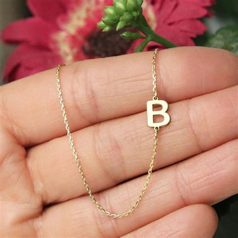 18k Gold Initial Necklace Gold Chain Necklace Dainty Etsy