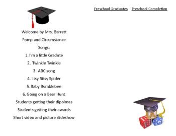 Preschool Graduation Program by Mrs Barrett's Classroom | TpT