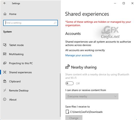 Turn On Or Off Shared Experiences Feature In Windows 10