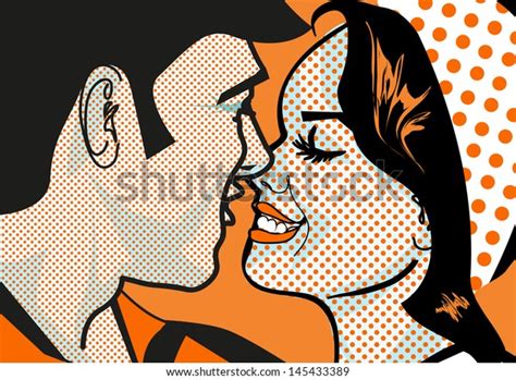 Retro Hot Pop Art Kissing Couple Stockillustration 145433389 Shutterstock