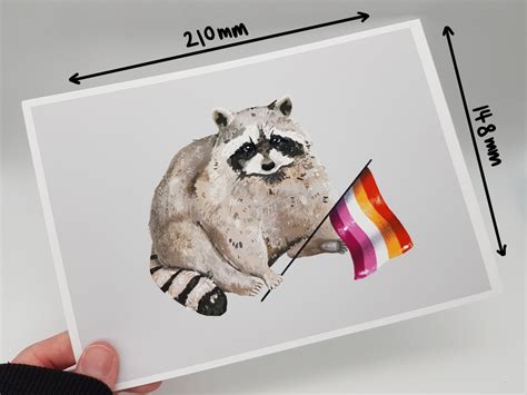 Lesbian And Wlw Pride Raccoon Art Print Sapphic Queer Wall Etsy Uk