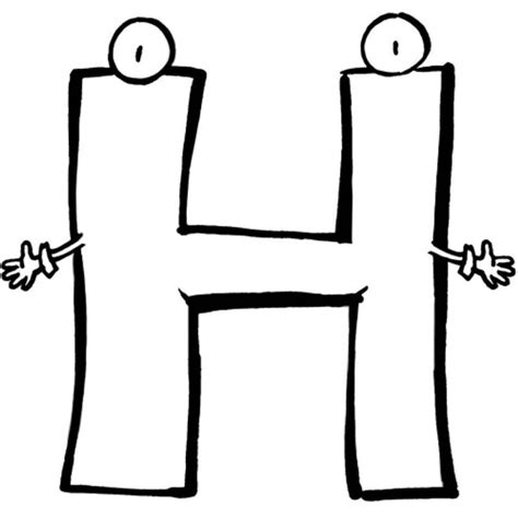 Das Alphabet beim Ausmalen lernen. Der Buchstabe H wartet darauf bunt