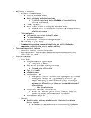 PSY 120 Chapter 2 Freshman 2021 2 Pdf Psychology As A Science Based