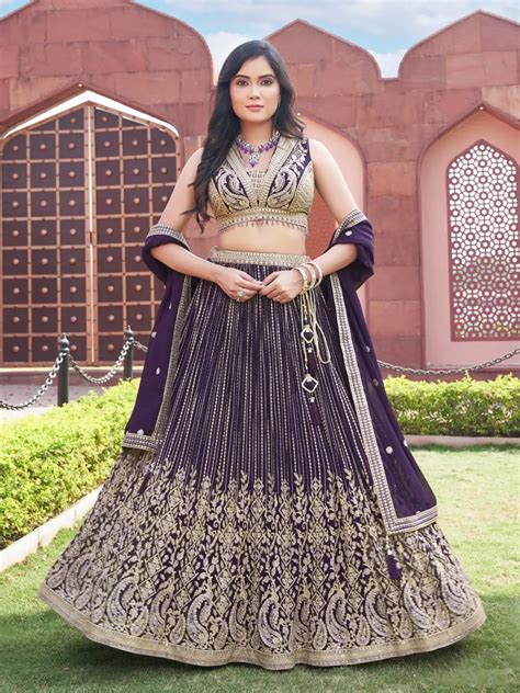 Stunning Dark Purple Lehenga Choli G3 WLC15481 United States