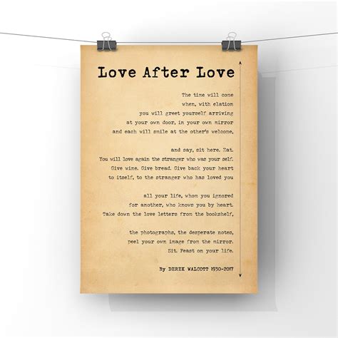 Love After Love Poem by Derek Walcott Poster Print Unframed - Etsy