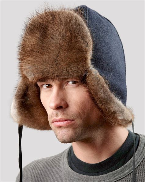 Canadian RCMP Muskrat Fur Jockey Trapper Hat: FurHatWorld.com