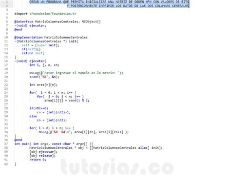 Poo Objective C Matriz Columnas Centrales Tutorias Co