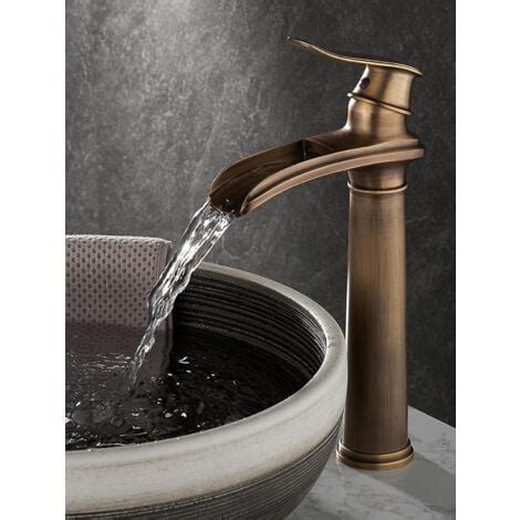 Sjqka Robinet Cascade Lavabo Noir Haut Mitigeur Vasque Poser Salle