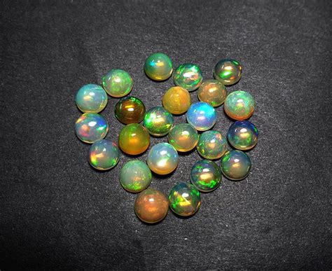 Natural Ethiopian Opal Round Cabochon Loose Gemstone Lot Pcs Mm