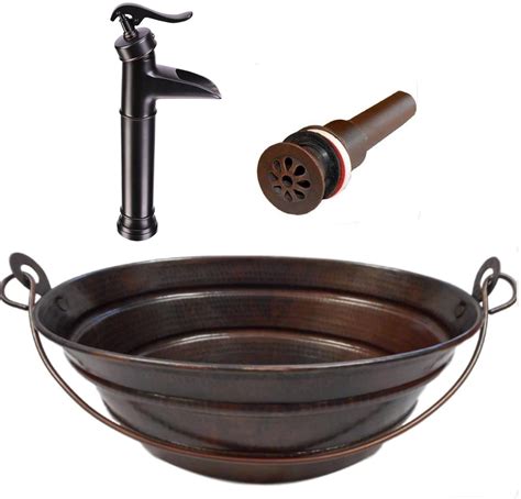 Simplycopper 15 Round Copper Bucket Vessel Sink With Nepal Ubuy