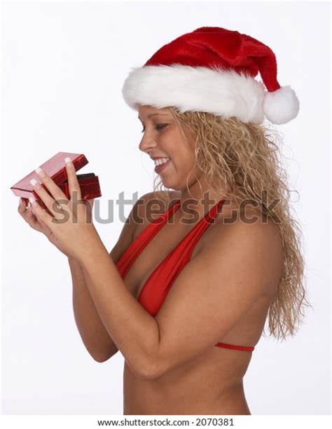 Sexy Blonde Female Santa Red Bikini Stock Photo Shutterstock