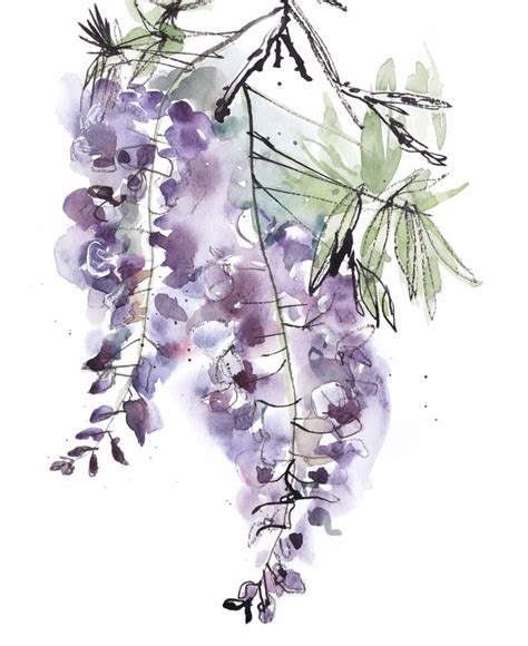 WISTERIA WALL ART Water Color Painting Nature Purple | Etsy