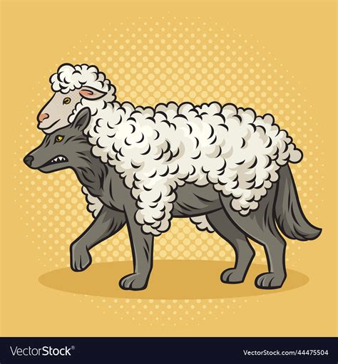 Wolf in sheep clothing pinup pop art Royalty Free Vector