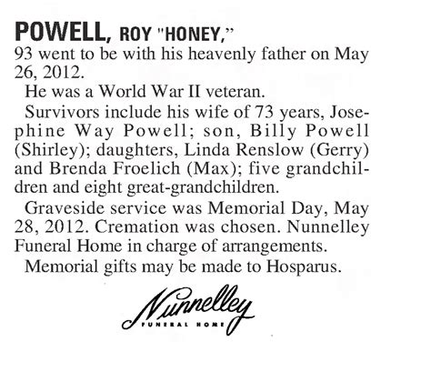 Roy Edward Honey Powell Find A Grave Gedenkst Tte