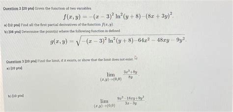 Solved Question 2 20 Pts Given The Function Of Two