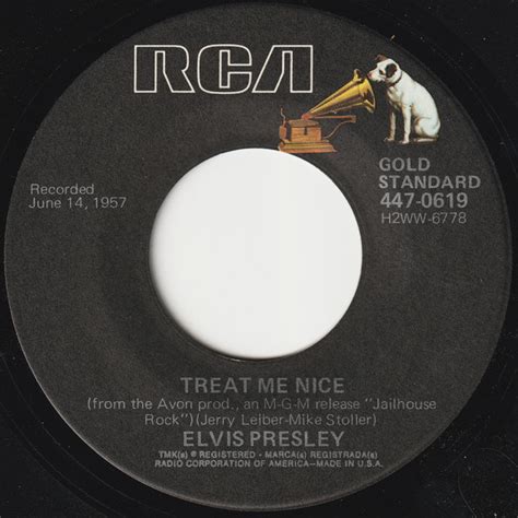 Elvis Presley Jailhouse Rock Treat Me Nice 1977 Vinyl Discogs