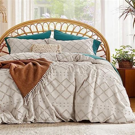 Caromio Boho Duvet Cover Queen Branches Tufted Queen Duvet Cover For