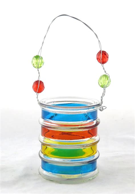 Small Striped Glass Hanging Tealight Holder Archway Variety