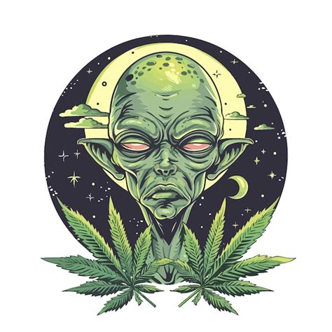 Alienwithcannabisarttshirtdesigns Premium Ai Generated Vector