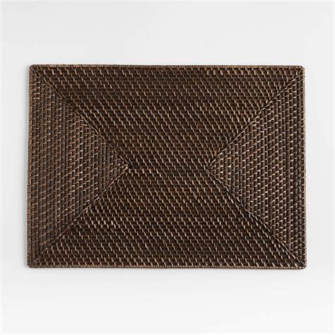 Artesia Rectangular Dark Brown Woven Rattan Placemat Reviews Crate